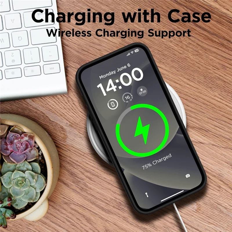 For iPhone 14 Pro Max Case Compatible with MagSafe Liquid Silicone Cover with 2 Tempered Glass Screen Films - White