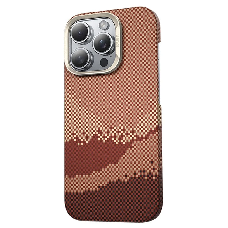 BENKS For iPhone 16 Pro Case Compatible with MagSafe Carbon Fiber Texture Aramid Fiber + PC Phone Cover, Gold