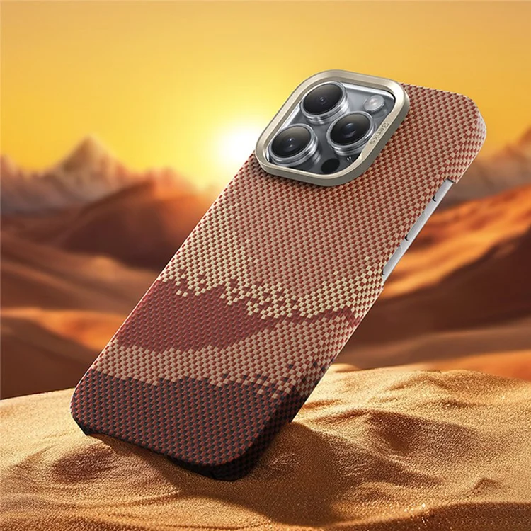 BENKS For iPhone 16 Pro Case Compatible with MagSafe Carbon Fiber Texture Aramid Fiber + PC Phone Cover, Gold