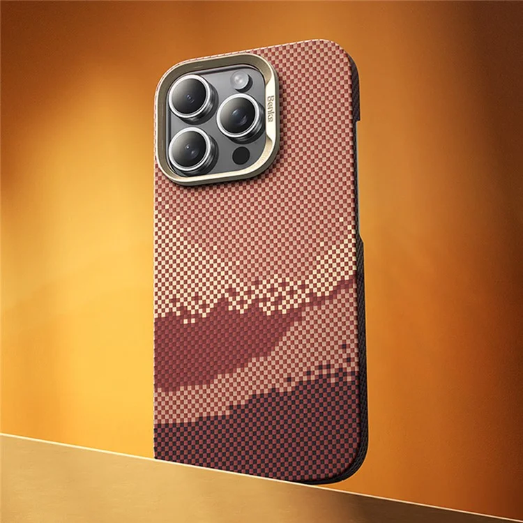 BENKS For iPhone 16 Pro Case Compatible with MagSafe Carbon Fiber Texture Aramid Fiber + PC Phone Cover, Gold