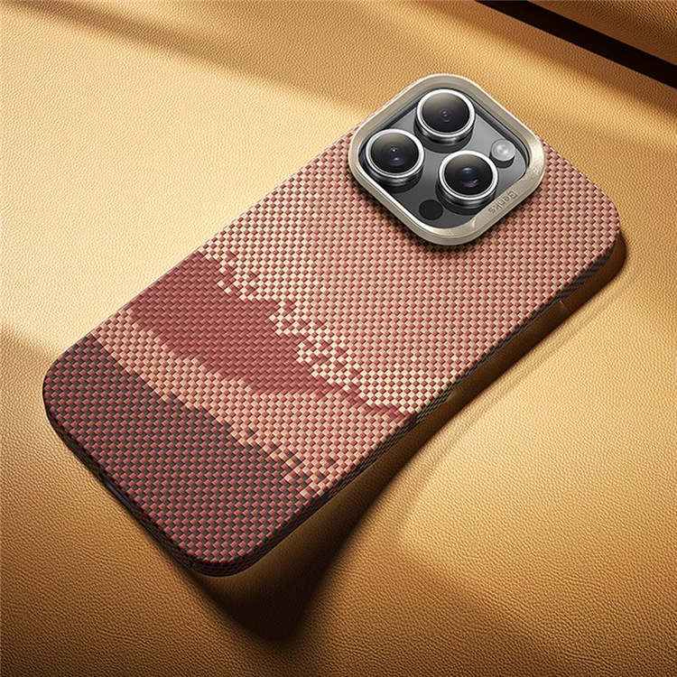 BENKS For iPhone 16 Pro Case Compatible with MagSafe Carbon Fiber Texture Aramid Fiber + PC Phone Cover, Gold