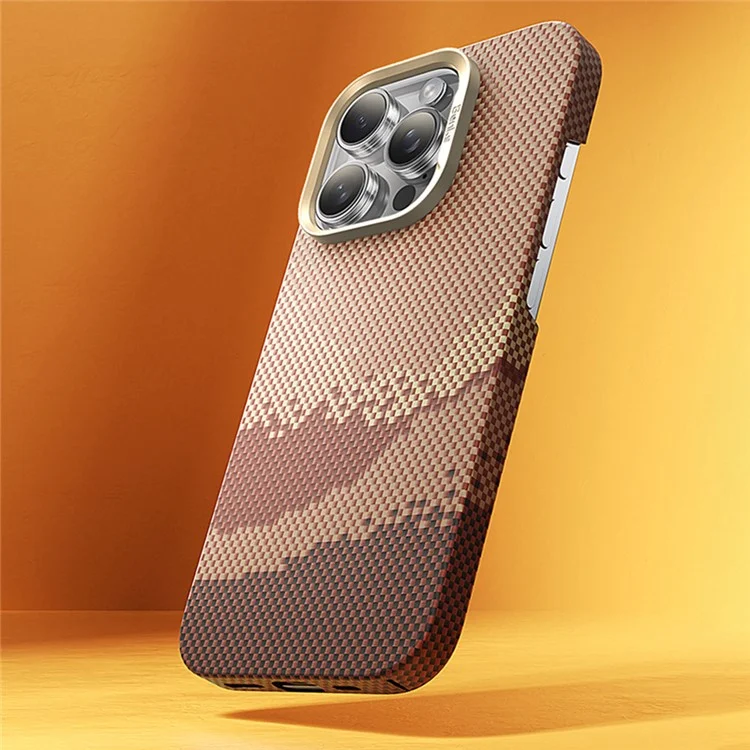 BENKS For iPhone 16 Pro Case Compatible with MagSafe Carbon Fiber Texture Aramid Fiber + PC Phone Cover, Gold