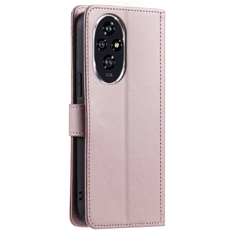 For Honor 200 Pro 5G Wallet Case Rhombus Grid PU Leather Phone Cover - Rose Gold