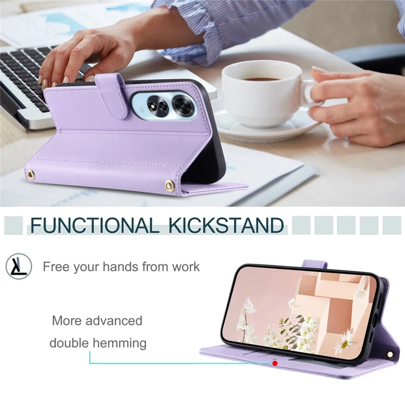 For Oppo A60 4G Wallet Case Rhombus Grid PU Leather Phone Cover - Purple