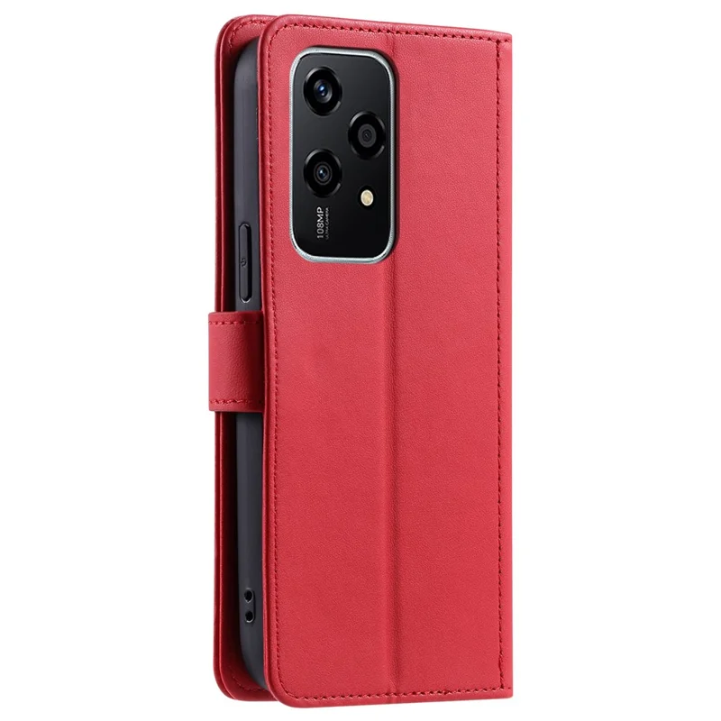 For Honor 200 Lite Wallet Case Rhombus Grid PU Leather Phone Cover - Red