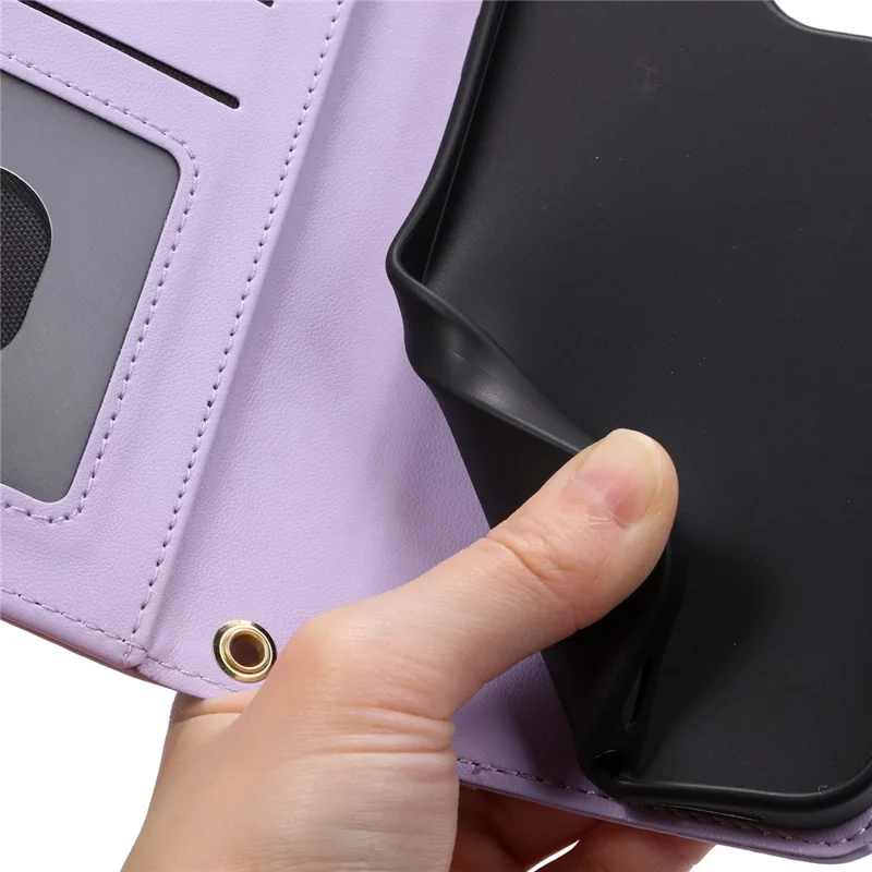 For Honor 200 Lite Wallet Case Rhombus Grid PU Leather Phone Cover - Purple