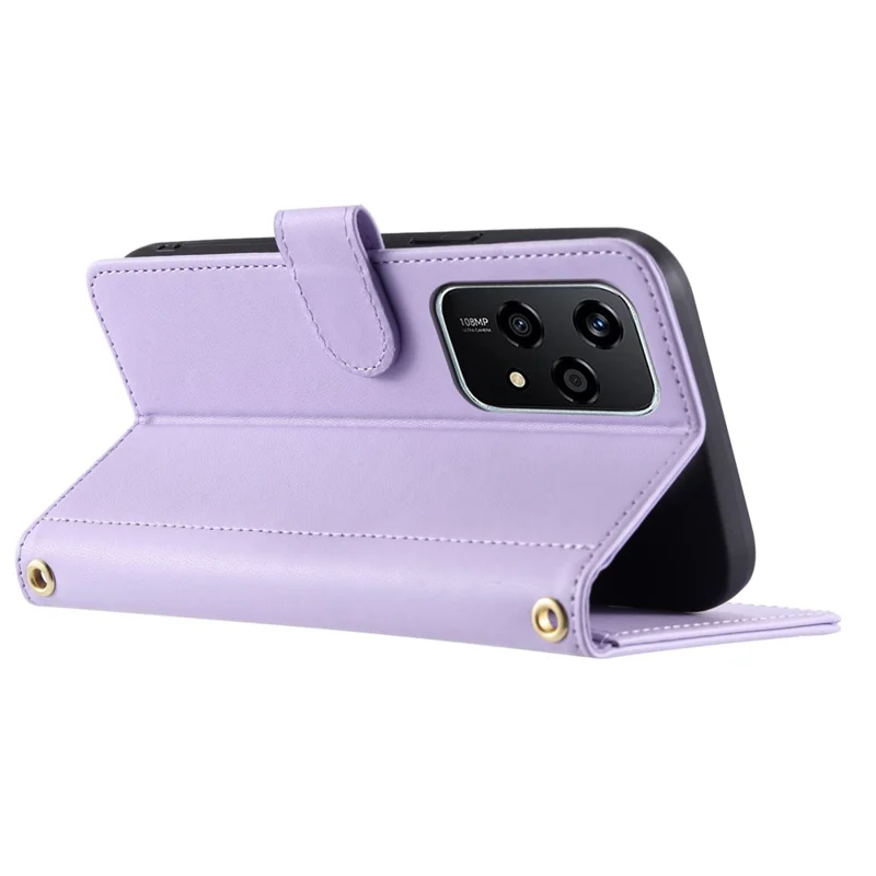For Honor 200 Lite Wallet Case Rhombus Grid PU Leather Phone Cover - Purple