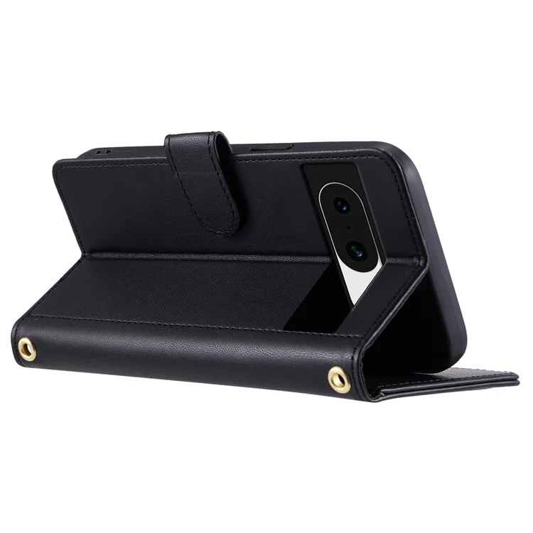 Custodia portafoglio per Google Pixel 8a in pelle PU a motivo romboide - Nero