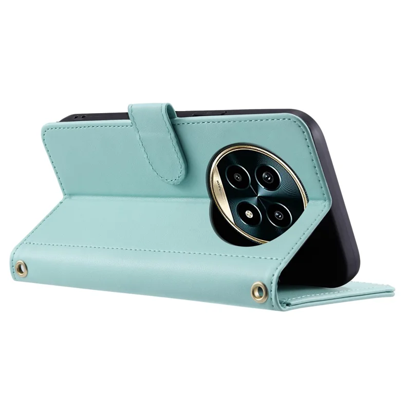 For Realme 13 Pro 5G (Global) / 13 Pro+ 5G (Global) Wallet Case Rhombus Grid PU Leather Phone Cover - Mint Green