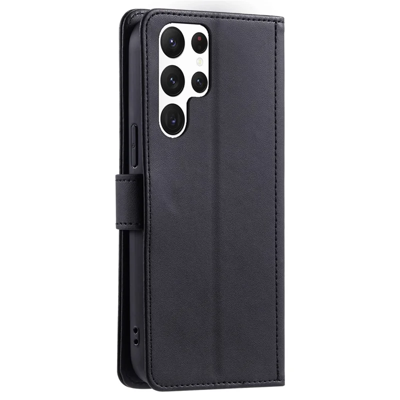 For Samsung Galaxy S25 Ultra Wallet Case Rhombus Grid PU Leather Phone Cover - Black