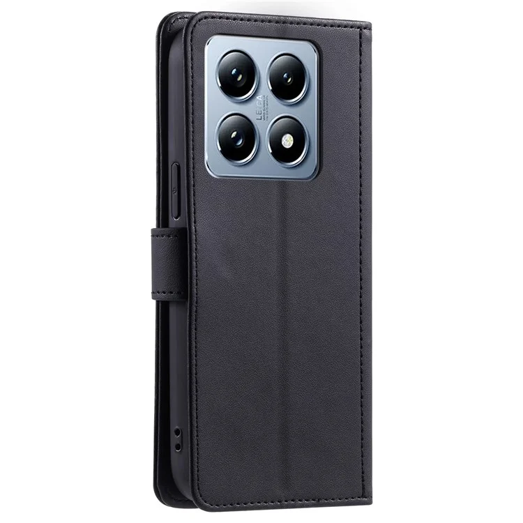 Custodia a portafoglio per Xiaomi 14T Pro, in pelle PU a griglia romboidale - Nera