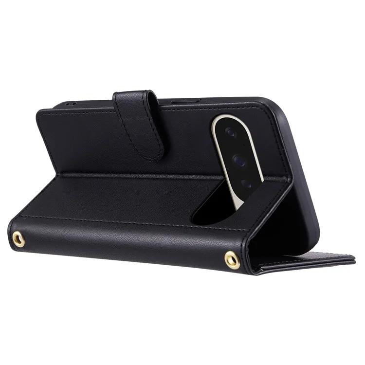 Für Google Pixel 9 Pro XL Wallet Case Rhombus Grid PU Leder Handyhülle - Schwarz