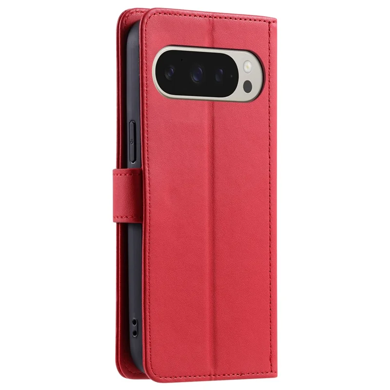 For Google Pixel 9 Pro XL Wallet Case Rhombus Grid PU Leather Phone Cover - Red