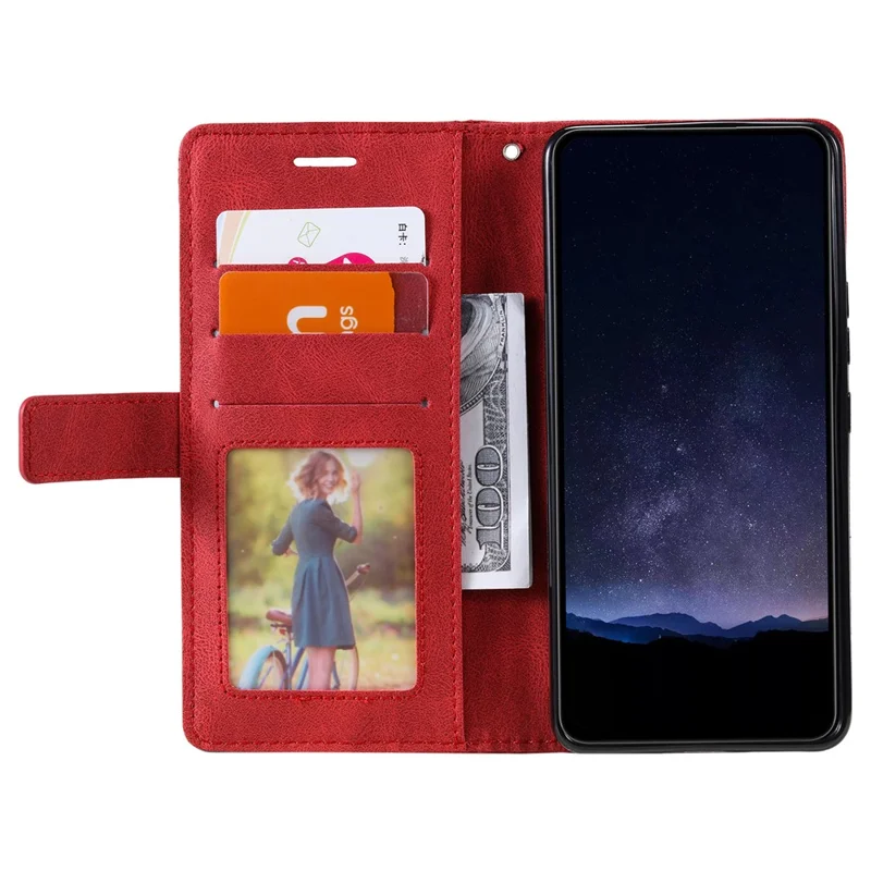 For Honor 200 5G Case Imprinted Lines PU Leather Splicing Wallet Phone Cover - Red