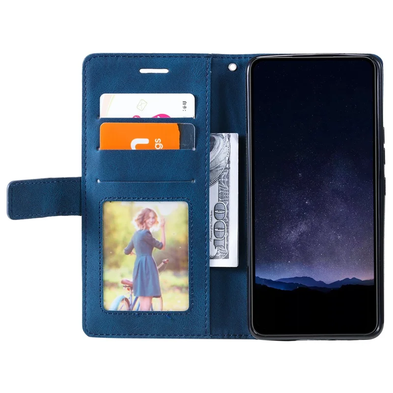 For Oppo Reno12 5G (Global) Case Imprinted Lines PU Leather Splicing Wallet Phone Cover - Blue