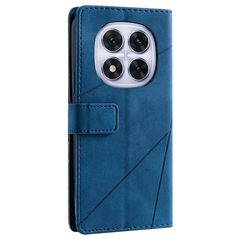 Für Xiaomi Redmi Note 14 Pro+ 5G / Note 14 Pro 5G Hülle Geprägte Linien PU-Leder Splicing Wallet Phone Cover - Blau