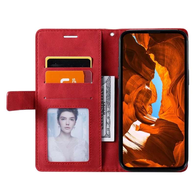 Leather Case for Realme C63 5G / V60 5G / V60s 5G Splicing Wallet Phone Cover - Red