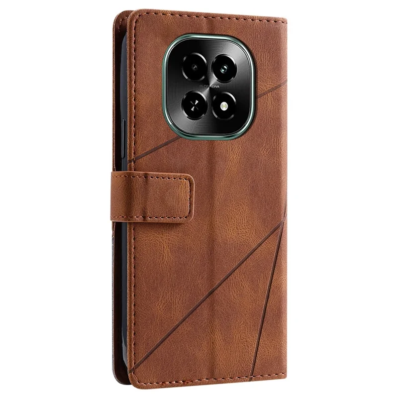 Leather Case for Realme C63 5G / V60 5G / V60s 5G Splicing Wallet Phone Cover - Brown