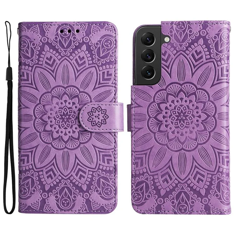 Для Samsung Galaxy S22+ 5G Anti-fall Fueth Thene Phone Flip Wallet Case Sunflower. - Пурпурный