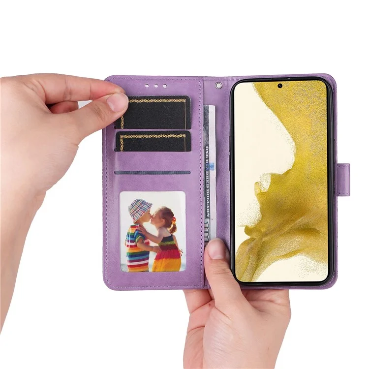 Для Samsung Galaxy S22+ 5G Anti-fall Fueth Thene Phone Flip Wallet Case Sunflower. - Пурпурный
