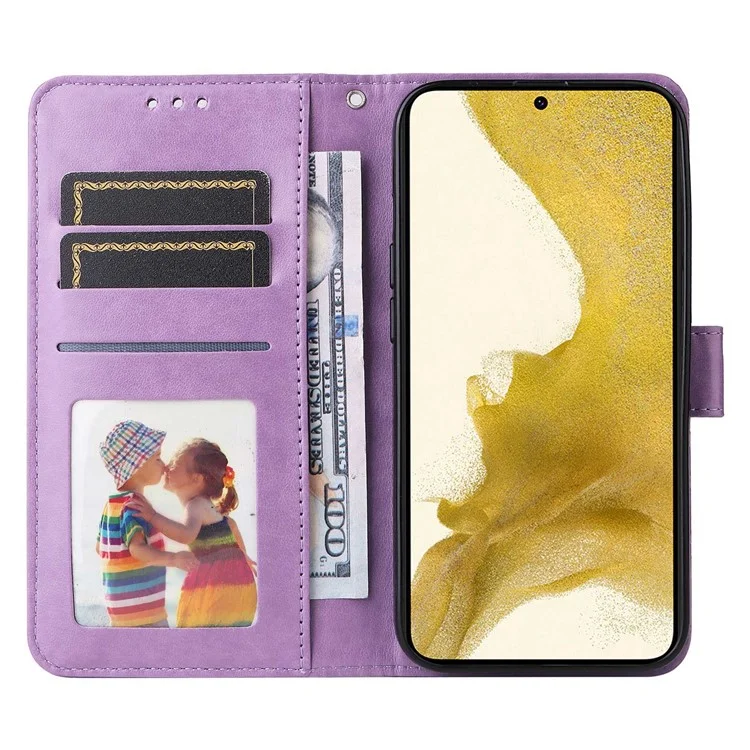 Для Samsung Galaxy S22+ 5G Anti-fall Fueth Thene Phone Flip Wallet Case Sunflower. - Пурпурный