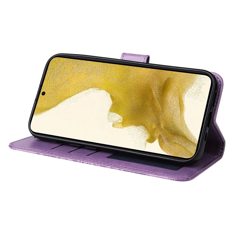 Для Samsung Galaxy S22+ 5G Anti-fall Fueth Thene Phone Flip Wallet Case Sunflower. - Пурпурный
