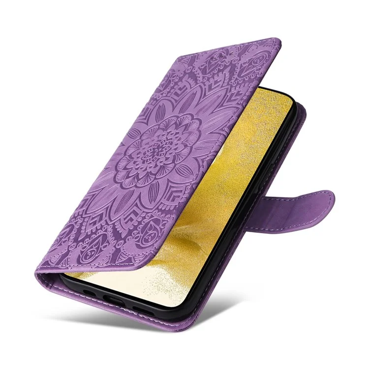 Для Samsung Galaxy S22+ 5G Anti-fall Fueth Thene Phone Flip Wallet Case Sunflower. - Пурпурный