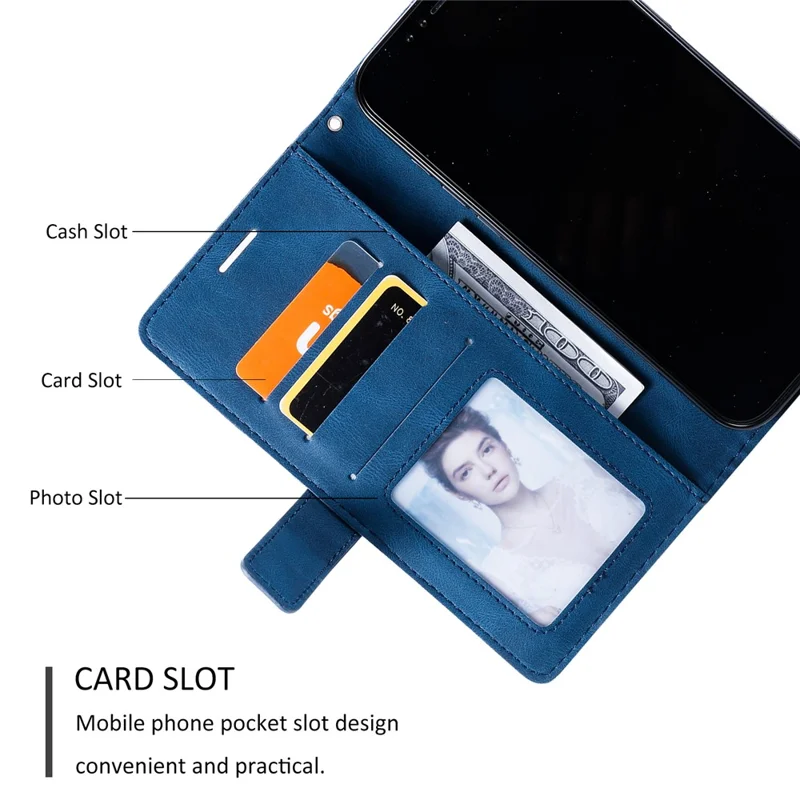 Voor Samsung Galaxy S25 Hoesje met Ingedrukte Lijnen PU Leren Splitsing Portemonnee Telefoonhoes - Blauw