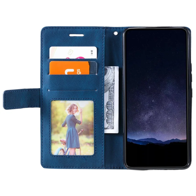 For Samsung Galaxy S24 FE Case Imprinted Lines PU Leather Splicing Wallet Phone Cover - Blue