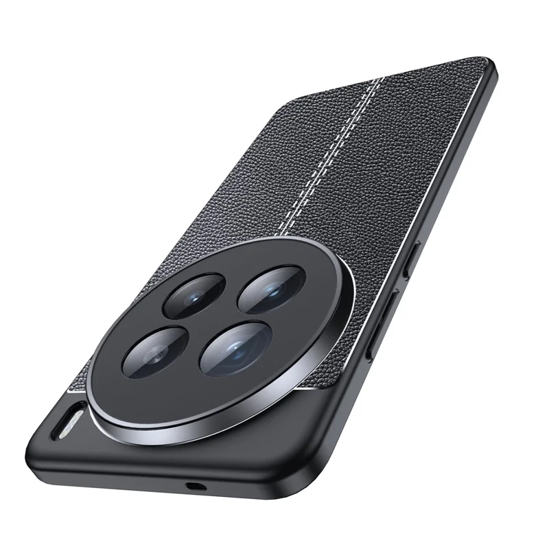 For vivo X200 Pro 5G Case Litchi Texture TPU Flexible Phone Cover, Black