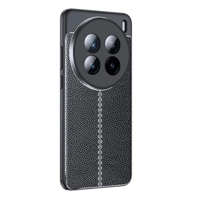 For vivo X200 Pro 5G Case Litchi Texture TPU Flexible Phone Cover, Black