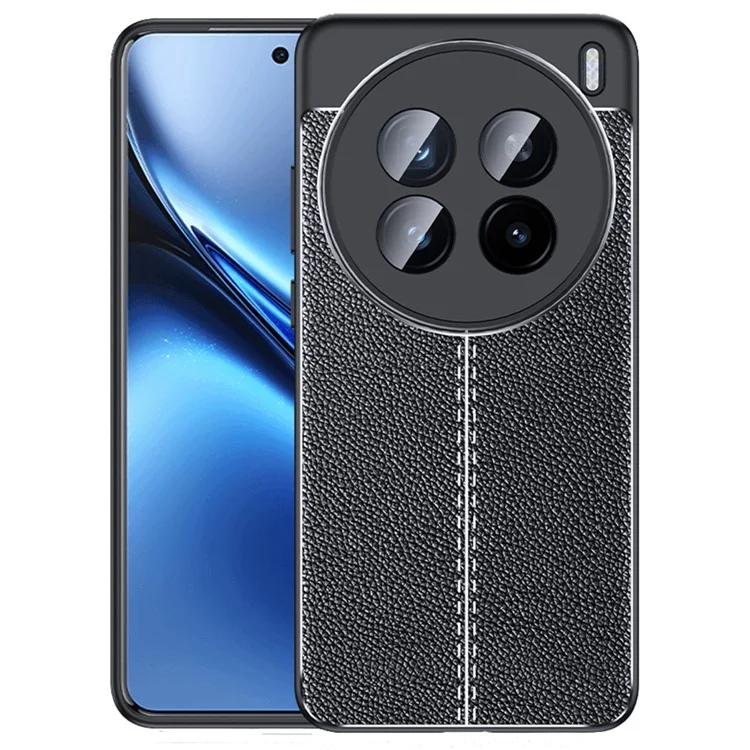 Для vivo X200 Pro mini 5G чехол с текстурой личи TPU гибкий чехол для телефона, черный