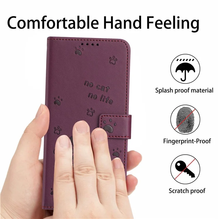 For TECNO Spark Go 2025 / Spark Go 1 / Pop 9 4G Case with Strap Cats Imprint Leather Wallet Phone Cover - Wine Red