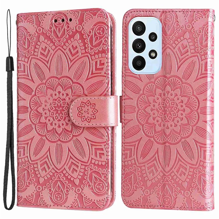 Per Samsung Galaxy F23 5G / M23 5G / M13 4G / A23 5G (Versione Globale) / 4G Custodia in Pelle PU con Stampa a Girasole, Cover a Libro Pieghevole con Supporto e Chiusura Magnetica - Rosa