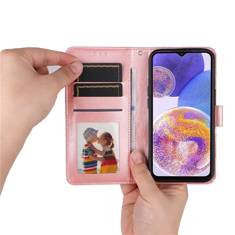 Per Samsung Galaxy F23 5G / M23 5G / M13 4G / A23 5G (Versione Globale) / 4G Custodia in Pelle PU con Stampa a Girasole, Cover a Libro Pieghevole con Supporto e Chiusura Magnetica - Rosa
