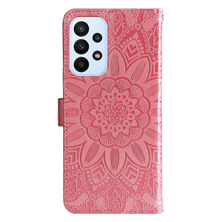 Per Samsung Galaxy F23 5G / M23 5G / M13 4G / A23 5G (Versione Globale) / 4G Custodia in Pelle PU con Stampa a Girasole, Cover a Libro Pieghevole con Supporto e Chiusura Magnetica - Rosa