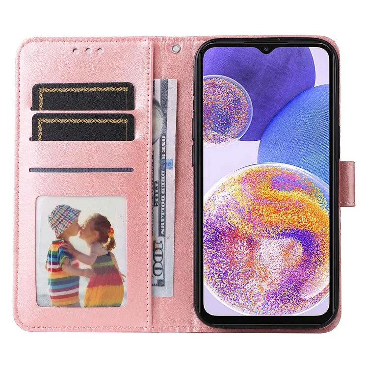 Per Samsung Galaxy F23 5G / M23 5G / M13 4G / A23 5G (Versione Globale) / 4G Custodia in Pelle PU con Stampa a Girasole, Cover a Libro Pieghevole con Supporto e Chiusura Magnetica - Rosa