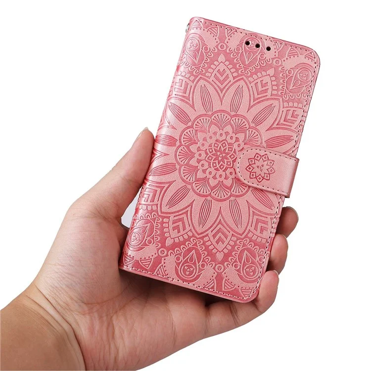 Per Samsung Galaxy F23 5G / M23 5G / M13 4G / A23 5G (Versione Globale) / 4G Custodia in Pelle PU con Stampa a Girasole, Cover a Libro Pieghevole con Supporto e Chiusura Magnetica - Rosa