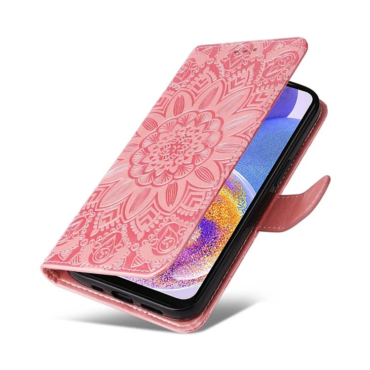 Per Samsung Galaxy F23 5G / M23 5G / M13 4G / A23 5G (Versione Globale) / 4G Custodia in Pelle PU con Stampa a Girasole, Cover a Libro Pieghevole con Supporto e Chiusura Magnetica - Rosa