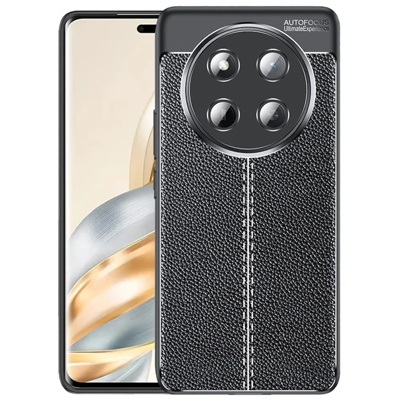 För Honor Magic7 Lite 5G / X9c 5G / X60 Pro 5G Skal med Litchi-Struktur TPU Flexibelt Mobilskal, Svart