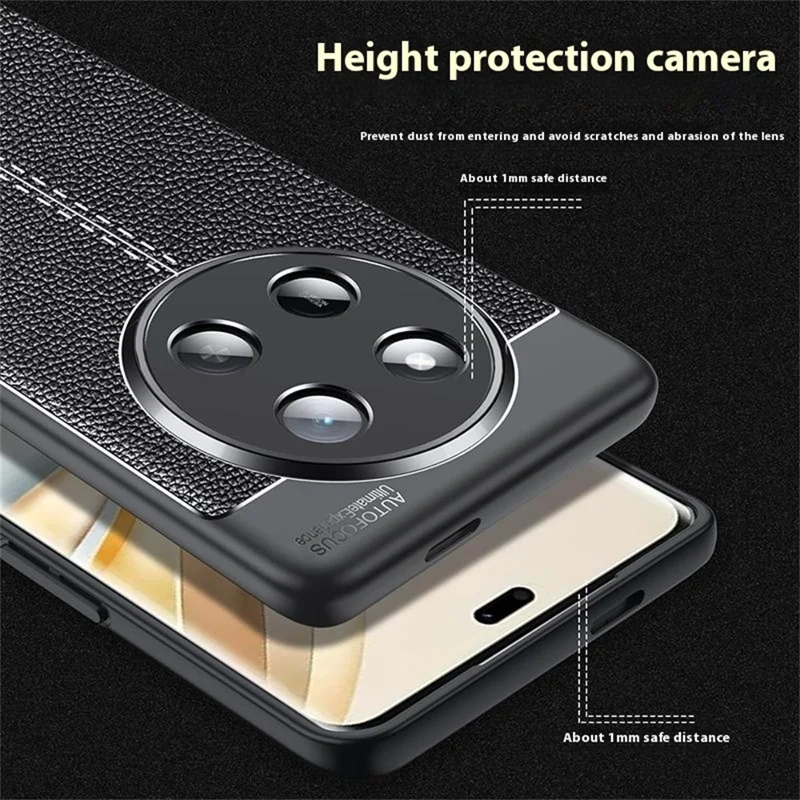 För Honor Magic7 Lite 5G / X9c 5G / X60 Pro 5G Skal med Litchi-Struktur TPU Flexibelt Mobilskal, Svart