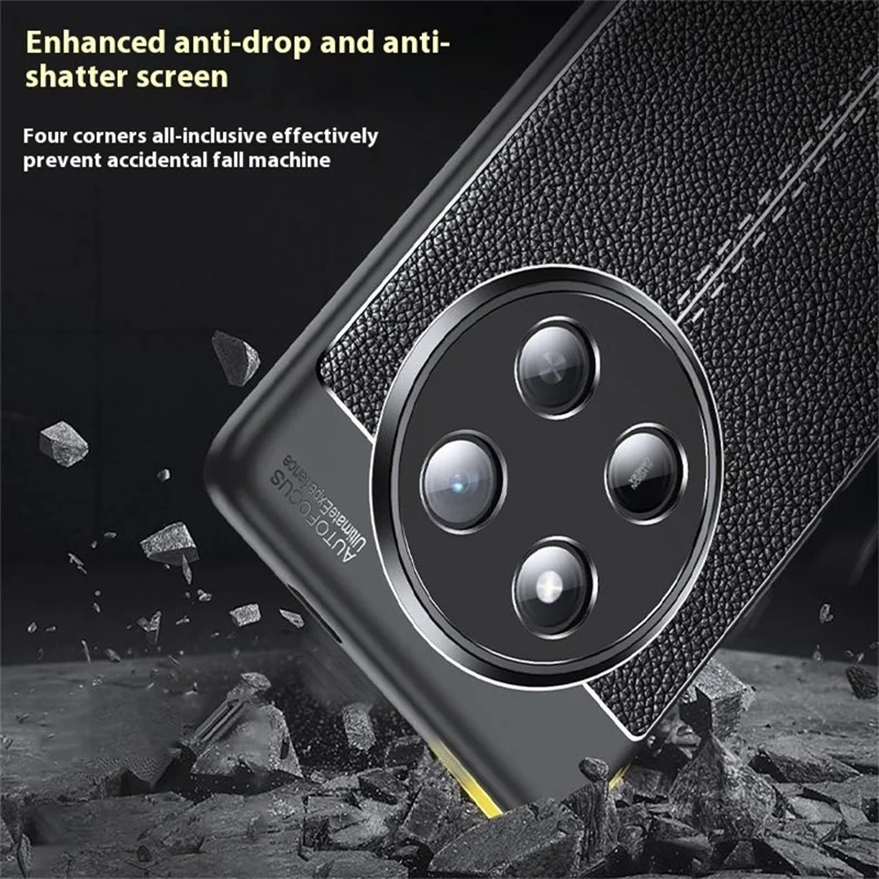 För Honor Magic7 Lite 5G / X9c 5G / X60 Pro 5G Skal med Litchi-Struktur TPU Flexibelt Mobilskal, Svart