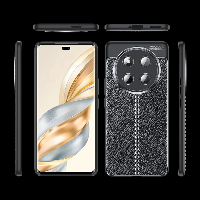 För Honor Magic7 Lite 5G / X9c 5G / X60 Pro 5G Skal med Litchi-Struktur TPU Flexibelt Mobilskal, Svart