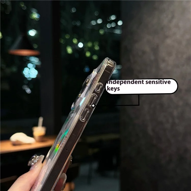 Für iPhone 15 Pro Max Hülle Laser Blume IMD PC+TPU Klare Handyhülle - Lily