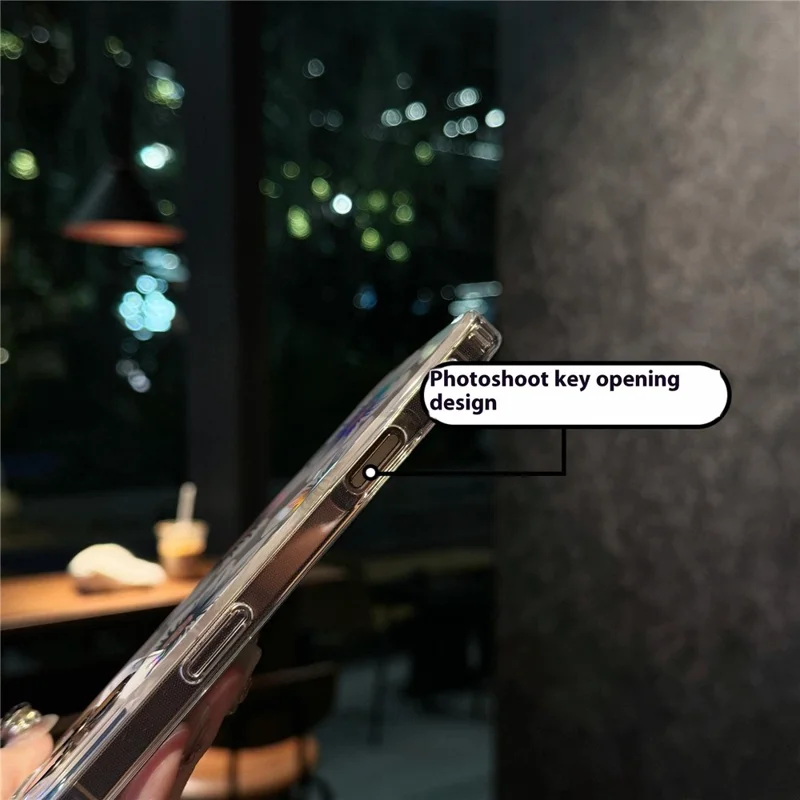 For iPhone 15 Pro Max Case Laser Flower IMD PC+TPU Clear Phone Cover - Geranium