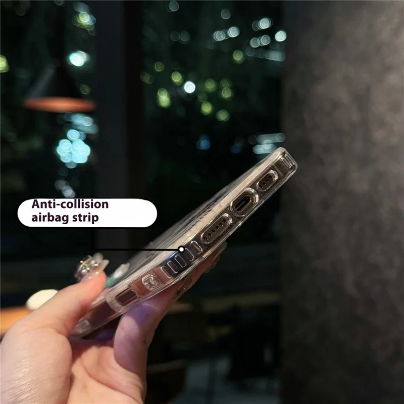 For iPhone 15 Pro Max Case Laser Flower IMD PC+TPU Clear Phone Cover - Geranium