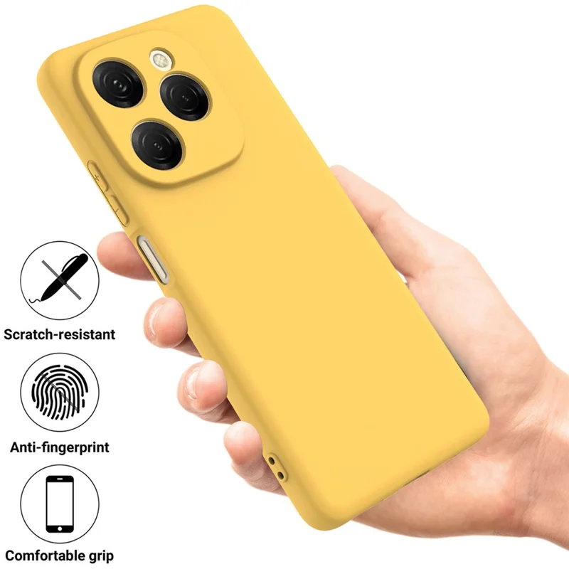 For TECNO Spark 20 Pro 5G Case Liquid Silicone Anti-Scratch Phone Cover with Hand Strap - Yellow