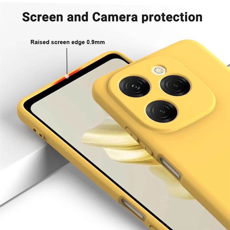 For TECNO Spark 20 Pro 5G Case Liquid Silicone Anti-Scratch Phone Cover with Hand Strap - Yellow