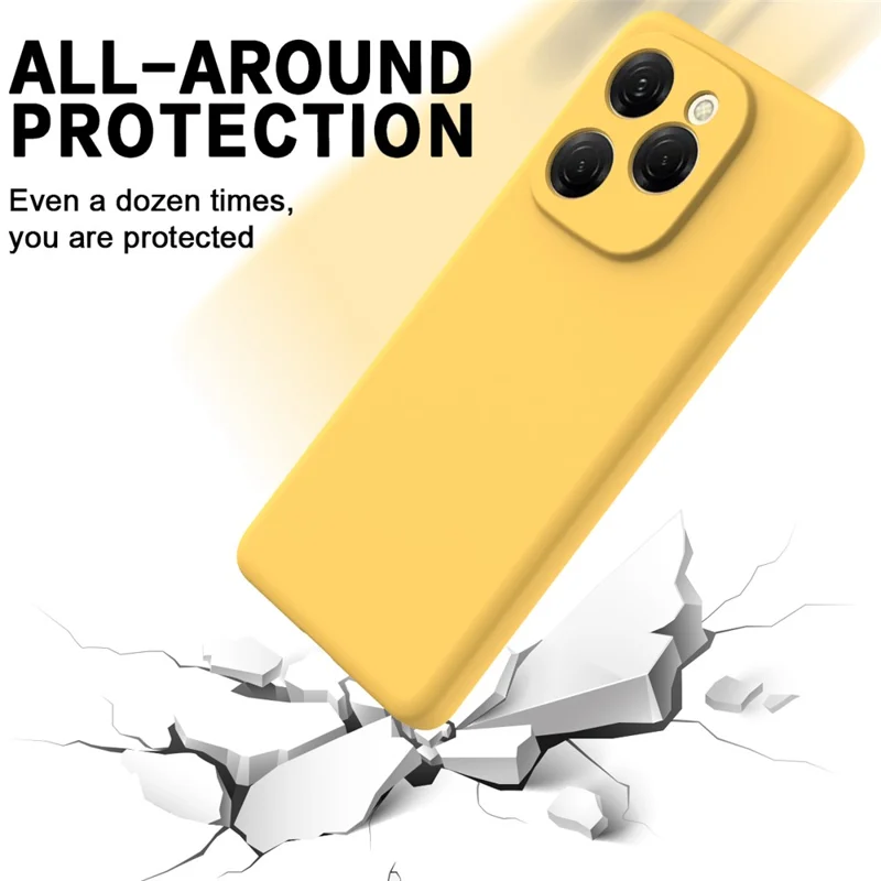 For TECNO Spark 20 Pro 5G Case Liquid Silicone Anti-Scratch Phone Cover with Hand Strap - Yellow
