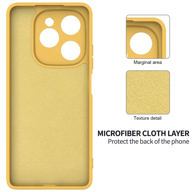 For TECNO Spark 20 Pro 5G Case Liquid Silicone Anti-Scratch Phone Cover with Hand Strap - Yellow